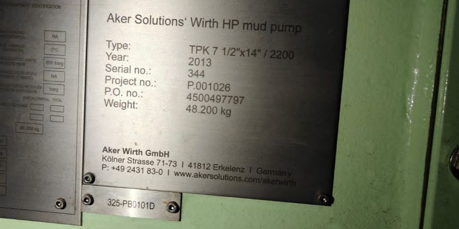 Wirth HP Mud Pump