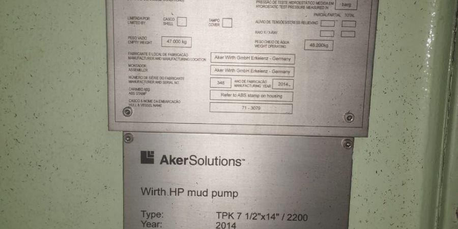 Aker Solutions TPK 7 Mud pumps 7500 PSI